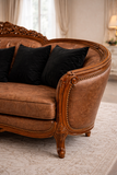 Luxury Hand-Carved Wooden Sofa | Premium Classic Design 3 Seater