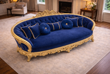 Versailles Royale 3 Seater Sofa – Royal Blue Gold Edition