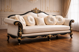 A Statement of Royal Living – Luxury White & Black Gold 3 Seater Sofa
