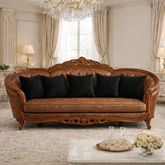 Luxury Hand-Carved Wooden Sofa | Premium Classic Design 3 Seater