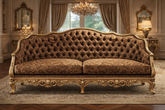 Royal Luxury Tufted Wooden Sofa | Classic Hand-Carved Design 3 Seater