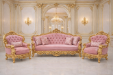 A Statement of Royal Living β Luxury Pink & Gold Sofa Set (3+1+1)