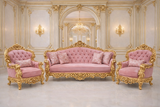 A Statement of Royal Living – Luxury Pink & Gold Sofa Set (3+1+1)