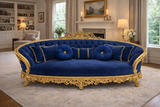 Versailles Royale 3 Seater Sofa – Royal Blue Gold Edition