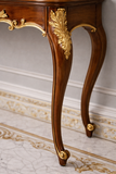 Royal Classic Hand-Carved Wooden Console Table – Walnut & Gold Finish