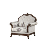 Premium solid teak wood accent chair with floral upholstery