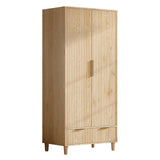 modern fluted wardrobe natural wood finish