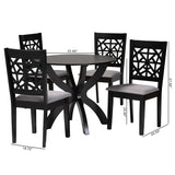 Sky Rise Decor solid teak wood dining set with round table and cushioned chairs