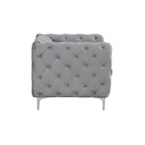 Elegant grey Chesterfield couch for living room décor