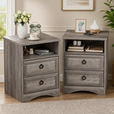 Grey wooden nightstand set of 2