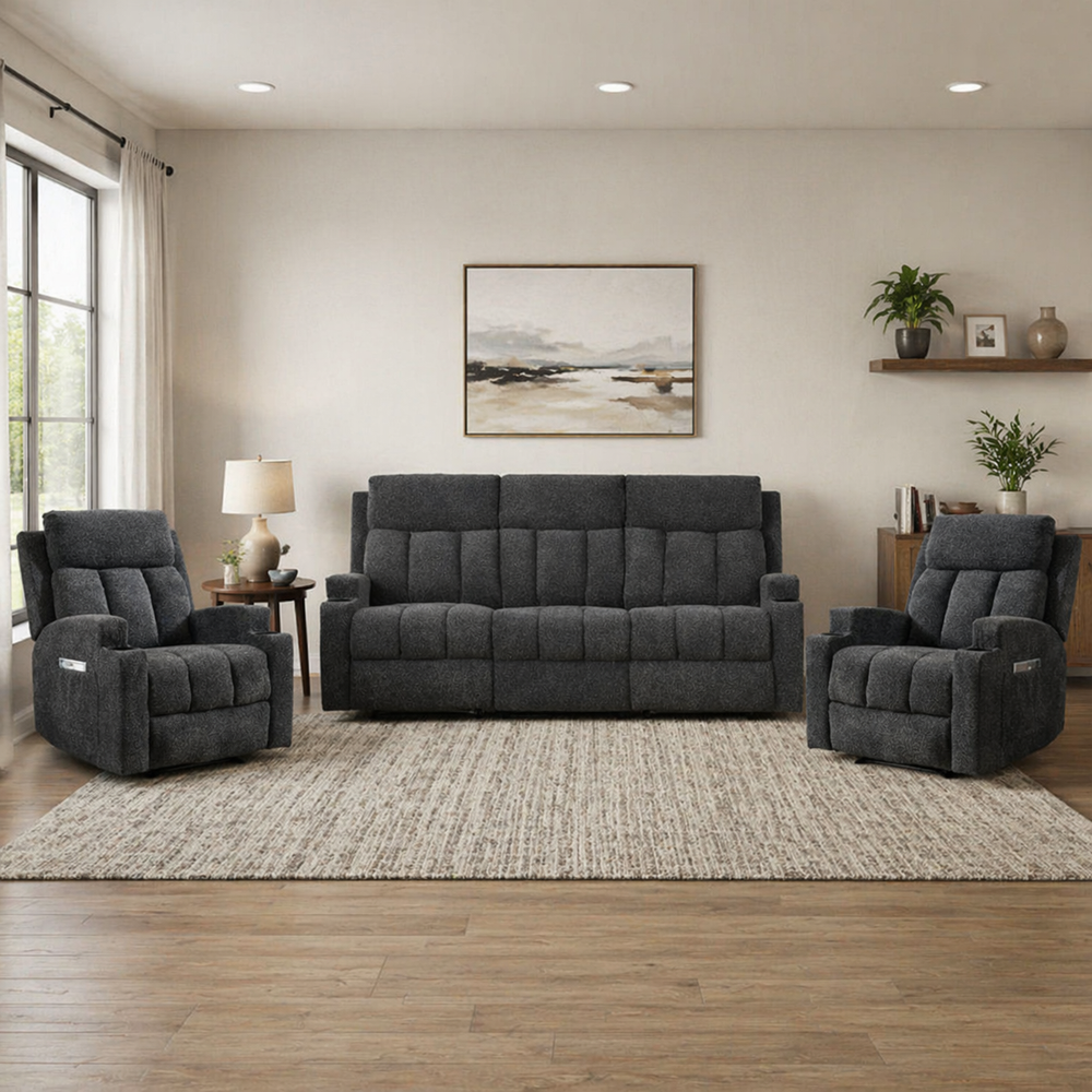 grey recliner sofa set 3+1+1 modern living room