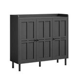 Modern black teak wood shoe cabinet for hallway