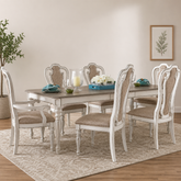 Solid teak wood 6 seater dining table set