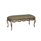 Luxury solid teak wood curved upholstered bench for bedroom and entryway