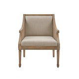 Handcrafted teak wood accent chair with natural cane sides