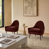 Modern burgundy velvet armchair for living room