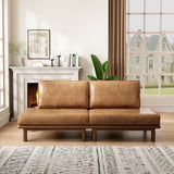 Luxury leather finish teak wood lounge sofa for living room