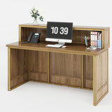 Modern wooden reception counter in teak finish