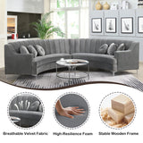 Modern semi-circular teak wood living room sofa