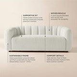 Modern luxury sofa with curved silhouette and bouclé finish