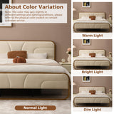 Modern cream upholstered bed with headboard