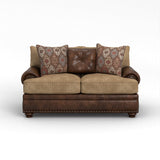Solid teak wood frame sofa with designer upholstery