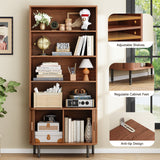 Modern teak wood display cabinet for living room organization