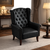 Luxury Chesterfield Wingback Chair in Solid Teak Wood
