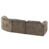 Premium brown curved sofa with soft fabric upholstery