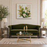 Luxury green teak wood sofa for modern living room