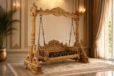 Traditional solid teak wood jhula swing for home