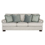 "Luxury rolled arm sofa in grey upholstery"