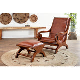Solid teak wood high back lounge chair