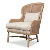 Luxury teak wood wingback lounge chair for living room