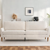 Premium beige upholstered teak wood couch