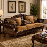 Luxury teak wood 3 seater sofa with premium cushions
