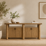 Solid teak wood modern sideboard cabinet with storage