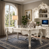 Royal carved teak wood office desk for luxury workspace