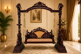 Luxury hand-carved teak wood indoor jhula swing sofa for living room