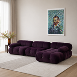 Luxury solid teak wood modular L-shape velvet sofa for modern living room.