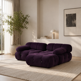 Luxury modular teak wood velvet sofa set for modern living room