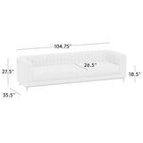 Premium 3 seater teak wood sofa with channel tufted back