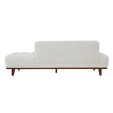 Minimalist modern teak wood sofa with tufted cushioning