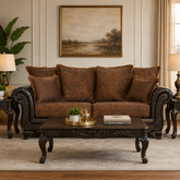 Luxury teak wood sofa with premium upholstery for living room