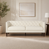 Luxury tufted teak wood sofa for modern living room