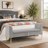 Luxury grey teak wood storage bench for bedroom