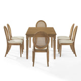 Japandi dining room table with rattan chairs