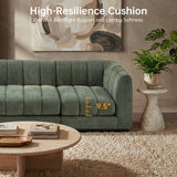 Contemporary green sectional sofa with velvet upholstery