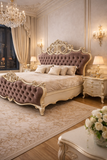 Deep button tufted designer bed