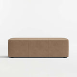 Minimalist upholstered bench with teak wood frame